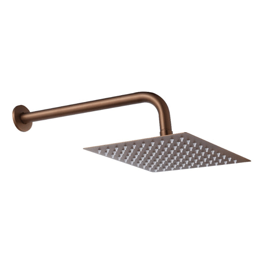 Regadera Cuadrada 8" Brazo y Chapetón Bronce Dica 4518C.8