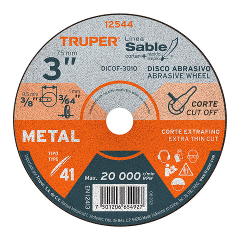 Disco Corte De Metal 3" Truper 12544