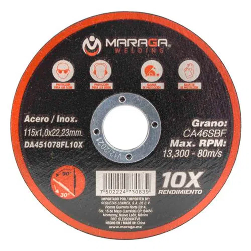 Disco Corte Metal Premium Inox 41/2" Maraga 10X