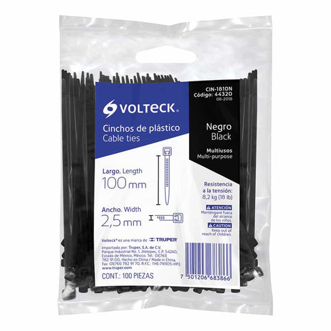 Cincho Plastico Negro Volteck 44320 100 Mm X 2.5 Mm