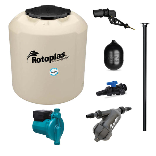 TINACO ROTOPLAS TRICAPA 1100 LTS CON FILTRO Y PRESURIZADORA