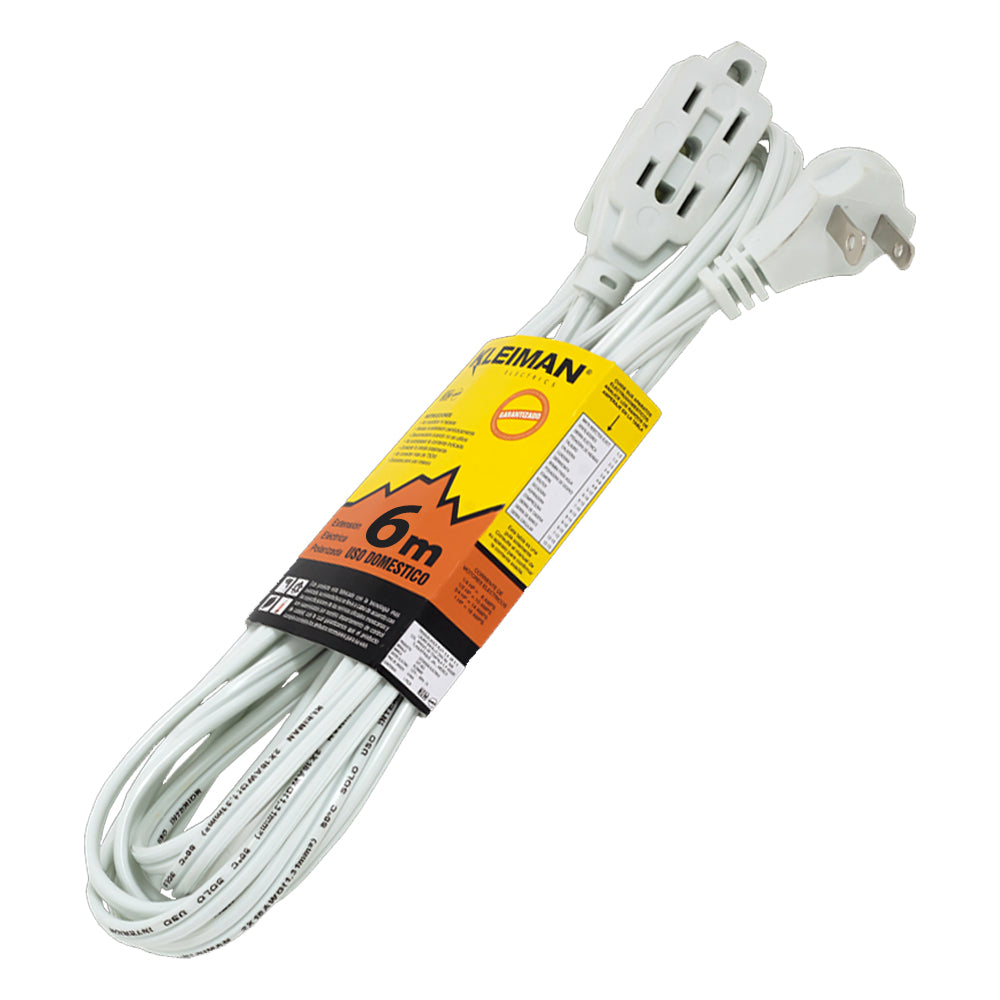 Extension Electrica C/ Clavija Plana Kleiman Ext-005 (6 Mt) Blanca