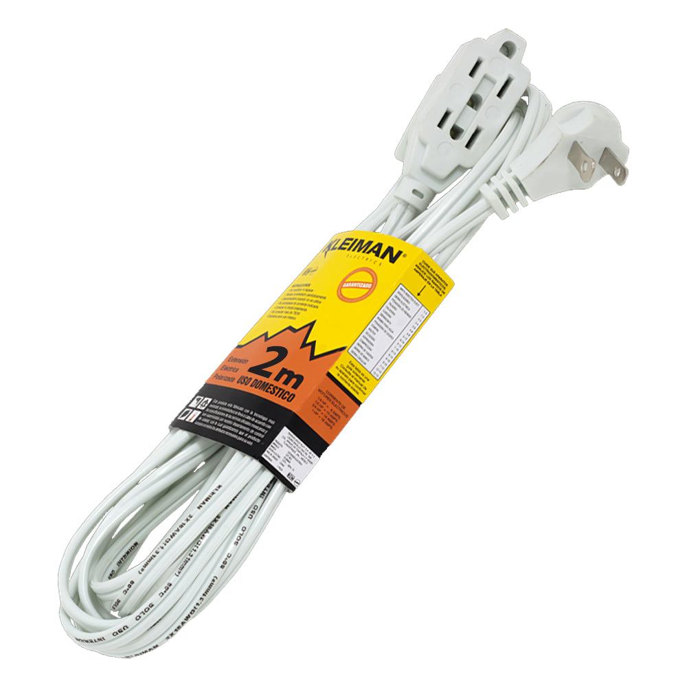 Extension Electrica C/ Clavija Plana Kleiman Ext-001 (2 Mt) Blanca