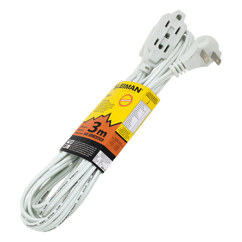 Extension Electrica C/ Clavija Plana Kleiman Ext-002 (3 Mt) Blanca