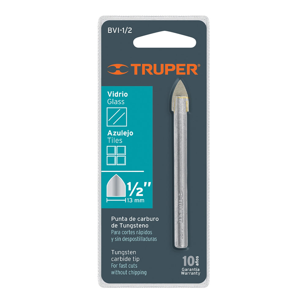 Broca Para Vidrio y Azulejo 1/2" Truper 11705