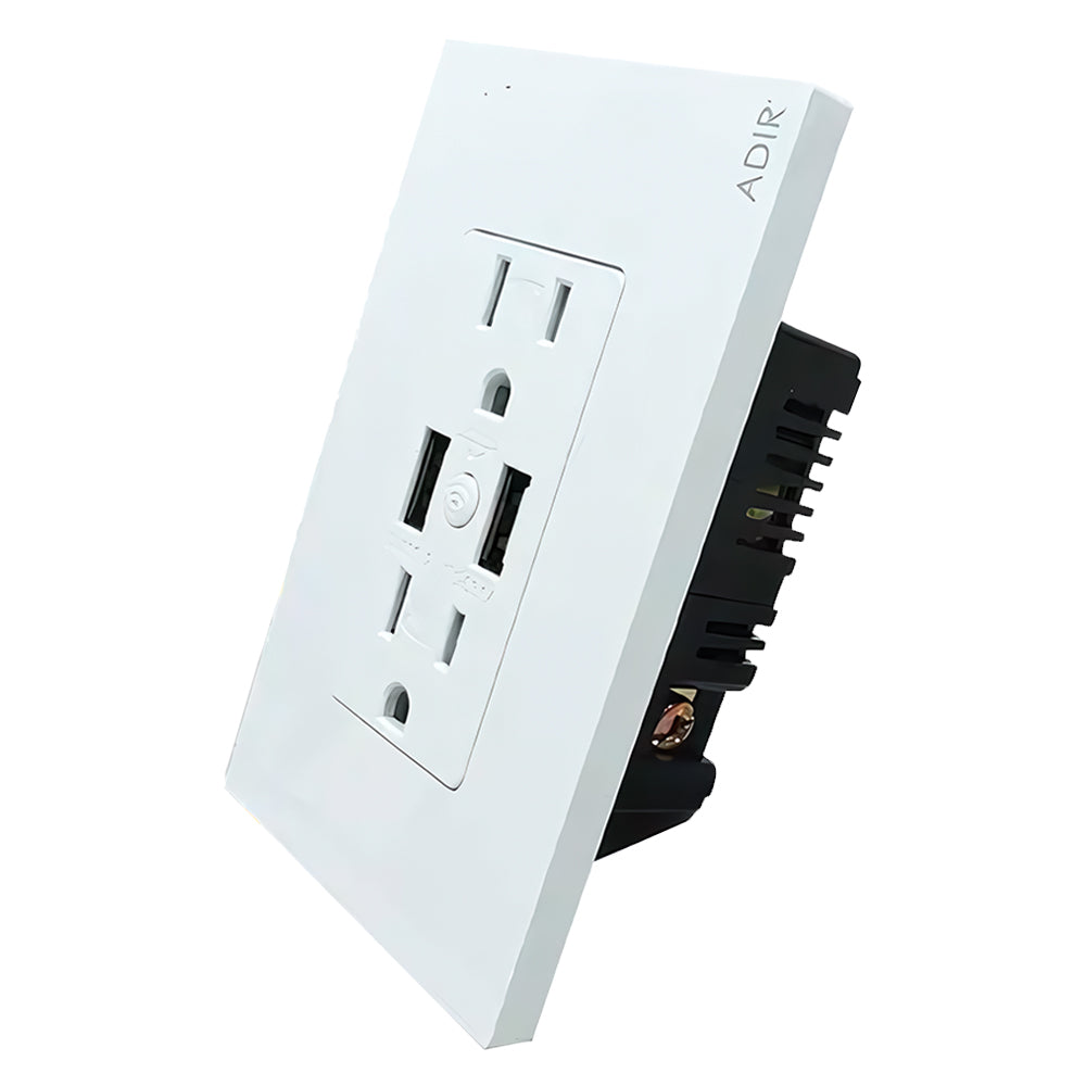 Placa WiFi Blanco con 2 Contactos + 2 Puertos USB ADIR 9920