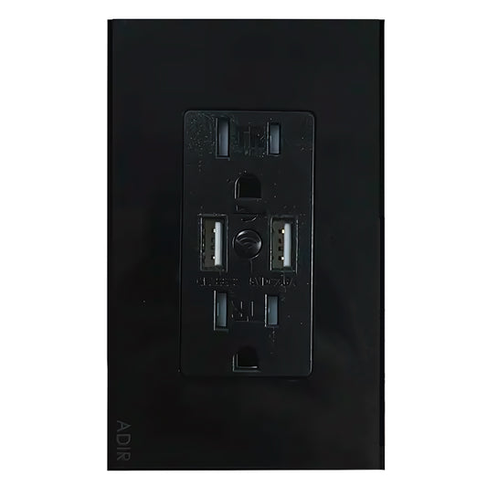 Placa WiFi Negro 2 Contactos + 2 Usb Adir 9921