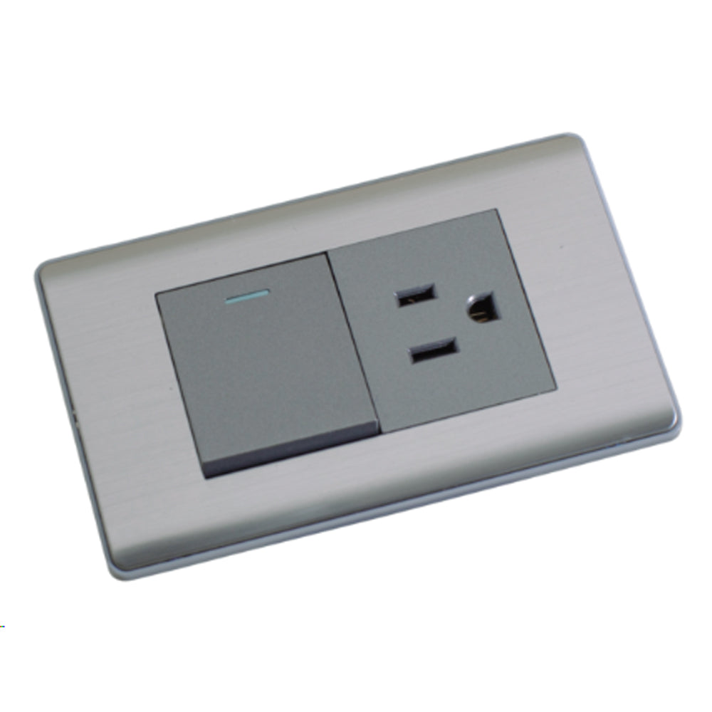 Placa Apagador + Contacto Acero Inoxidable Kleiman Inx-1a1c 