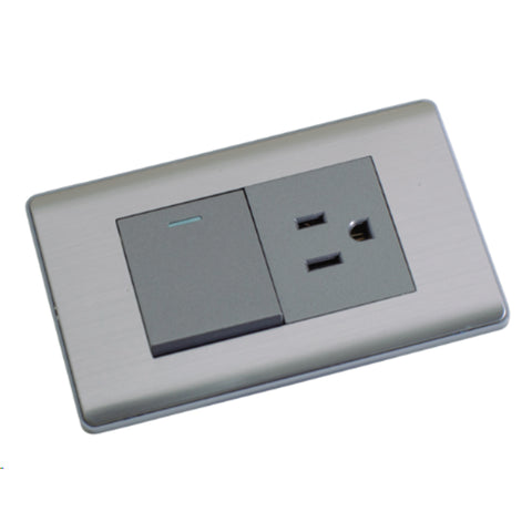 Placa Apagador + Contacto Acero Inoxidable Kleiman Inx-1a1c 