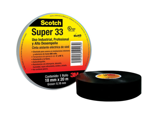 CINTA ELECTRICA NEGRA AISLANTE 3M SUPER 33 18 X 20 M