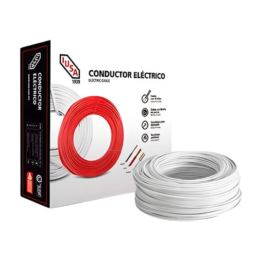 Cable Sencillo Iusa 399351 #8 Blanco (Metro)