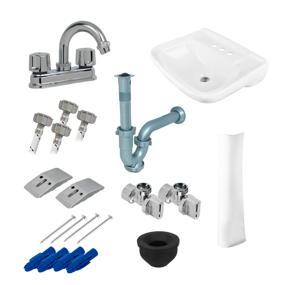 Kit Instalacion Lavabo Cosmos Blanco Con Accesorios