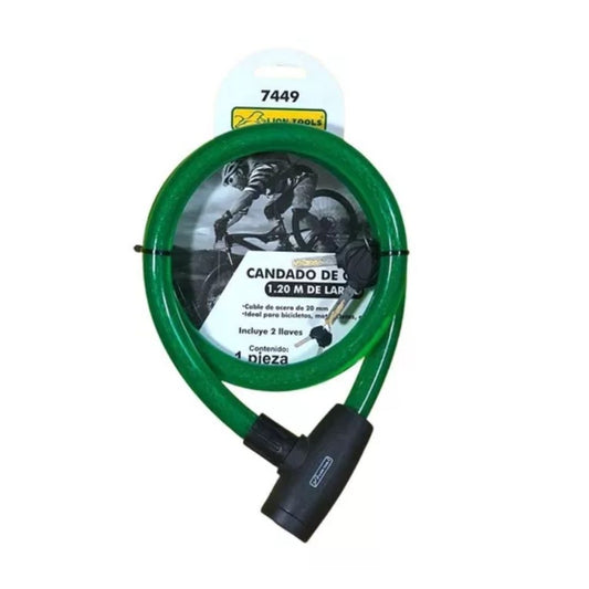 Candado Cable 20 Mm Uso Rudo Lion Tools 7449 (1.2 Mt)