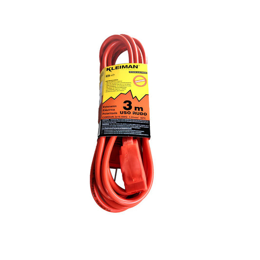 Extension Electrica Kleiman Ext-016 (3 Mt) Uso Rudo Naranja