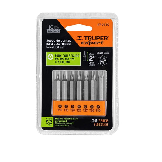 Juego De Puntas Torx C/ Seguro 2" Truper Expert