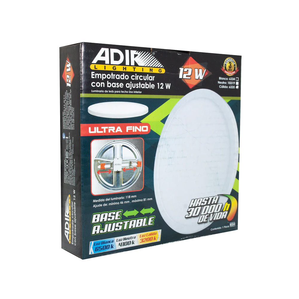 Luminario Empotrado Circular C/ Base 12W Blanco Adir 6334