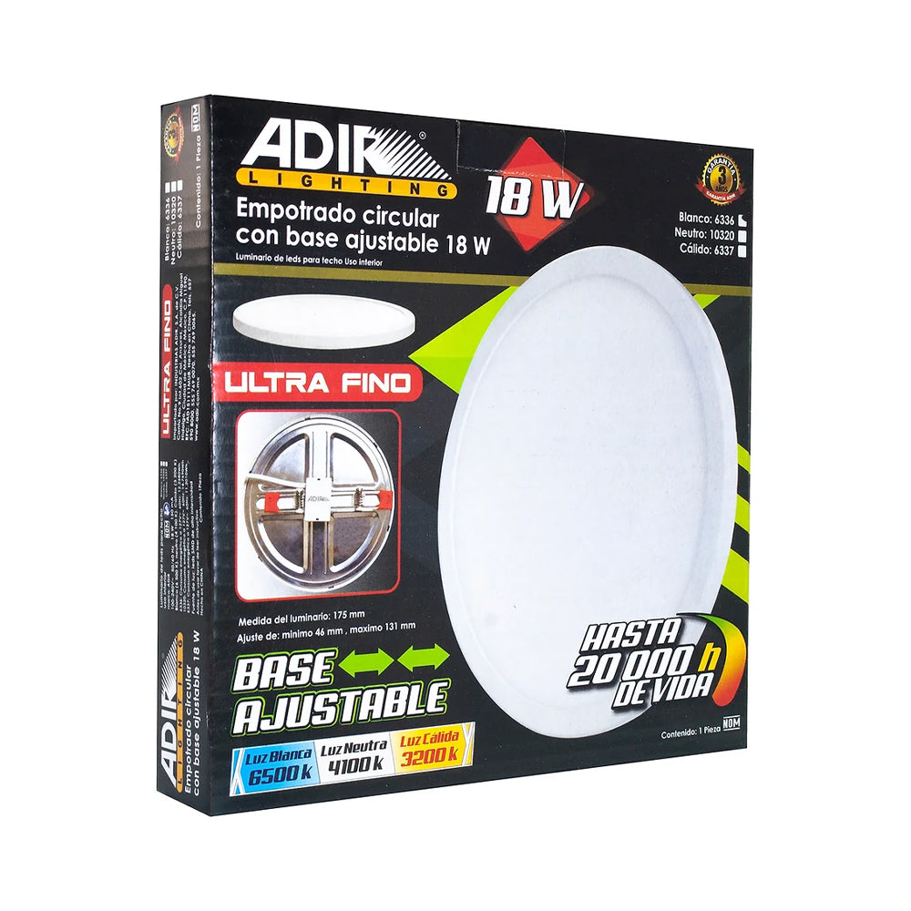 Luminario Empotrado Circular C/ Base 18W Blanco Adir 6336